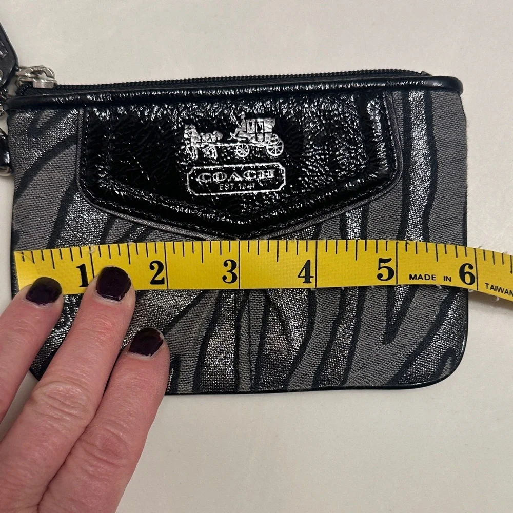 Coach Black and Silver Zebra Pattern Wristlet - Picture 6 of 7